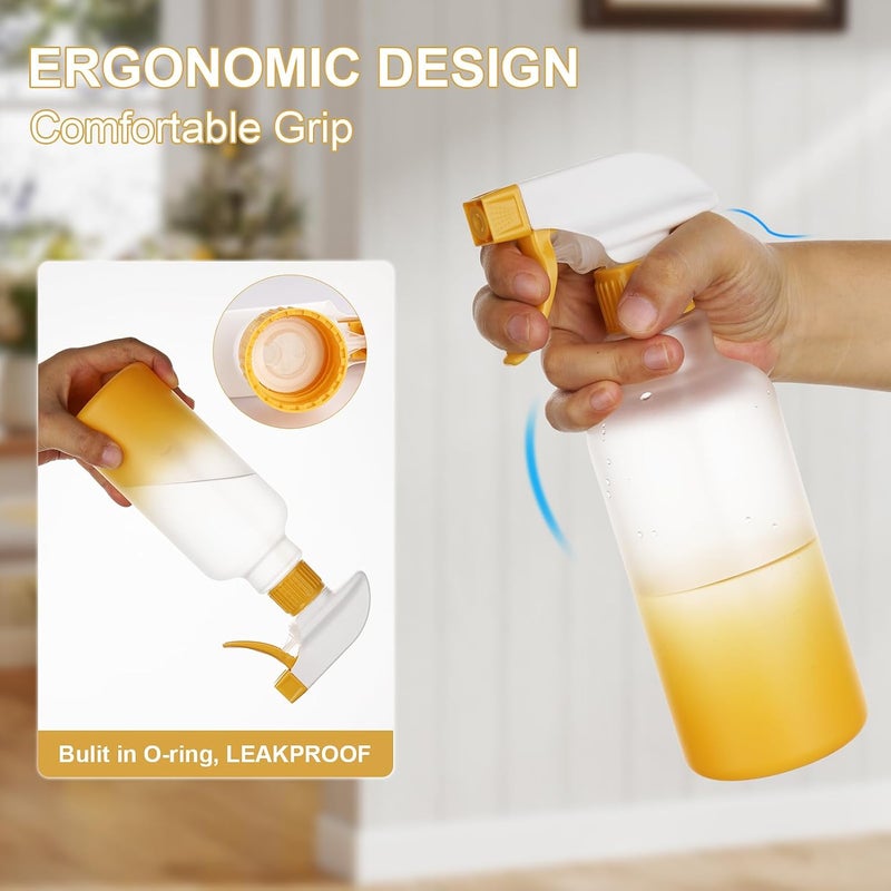 Hethyo Spray Bottles Plastic Spray Bottle for Hair Mist/Stream Heavy Duty Empty Spray Bottles for Cleaning Solutions, Plants, Cooking (16.9oz-Yellow) - Image 1